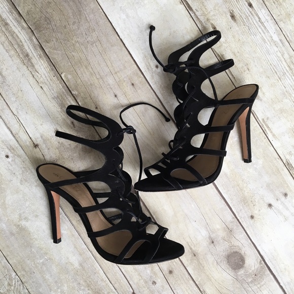 SCHUTZ Black Velvt Laurine Gladiator Sandals Heels - Picture 3 of 8